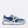 Zapatillas hombre piel azul gris icónica X blanca plantilla extraíble Munich Xemine