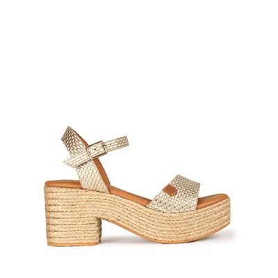 sandalias cuña esparto mujer Popa doradas