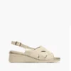 sandalias cuña mujer crema Pitillos