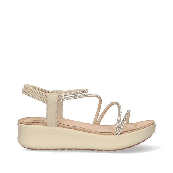 Sandalias cuña media de mujer Exe con tiras brillantes