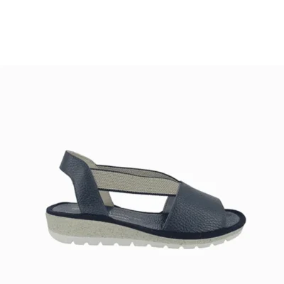 Sandalia confort marino de mujer Doctor Cutillas con pala de piel y elásticos