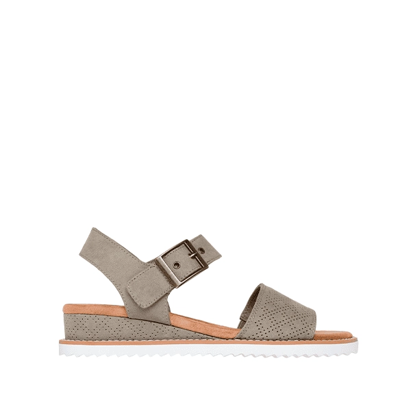 sandalias cuña baja mujer Skechers oliva