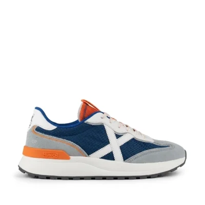 Zapatillas retro running hombre marino blanco tejido técnico serraje Munich Dynamix