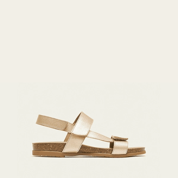 Sandalia bio piel oro mujer cómoda oferta