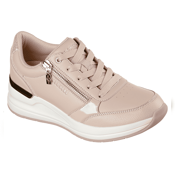 Zapatillas de mujer de charol y malla en color beige con cremallera y suela deportiva, ideales para comodidad y estilo en tiendas de calzado Luis Rico.
