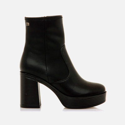 botines Mustang mujer negro tacón ancho plataforma