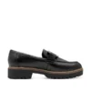 Zapato mujer de cuero negro con suela cómoda y diseño clásico, ideal para calzado formal y casual, disponible en tiendas de calzado Luis Rico.