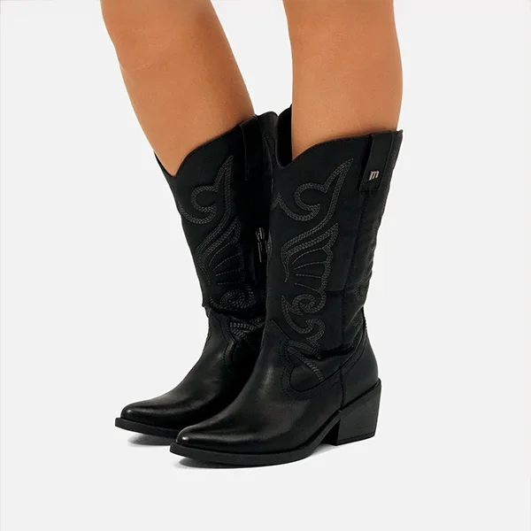 Mustang Bota Campera Estilo Cowboy Color Negro 59794 - Imagen 3