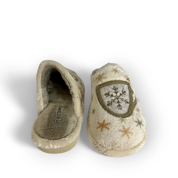 Garzon Zapatillas De Casa Crema Con Suela Silenciosa Y Dibujo de taza . - Imagen 3