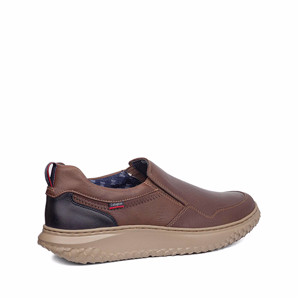Mocasines hombre marrón marino elásticos Callaghan Terrain vista lateral