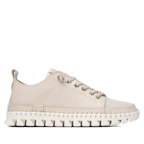 Zapatillas mujer sin cordones piel beige elástico Carmela