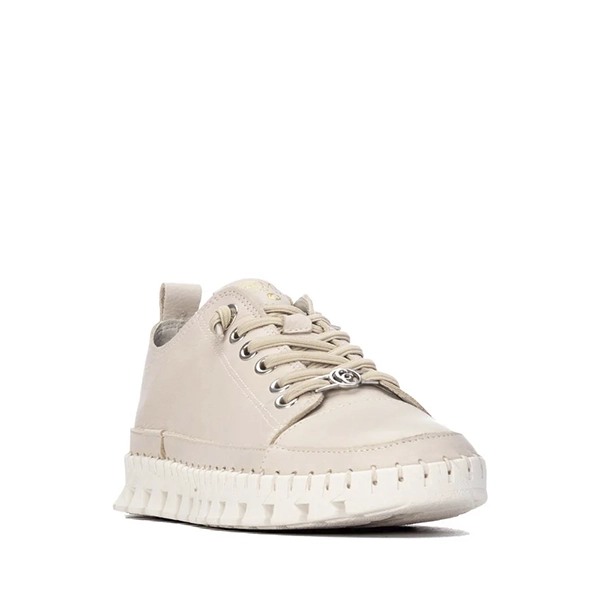 Carmela Zapatilla Piel Beige Sin Cordones - Imagen 4