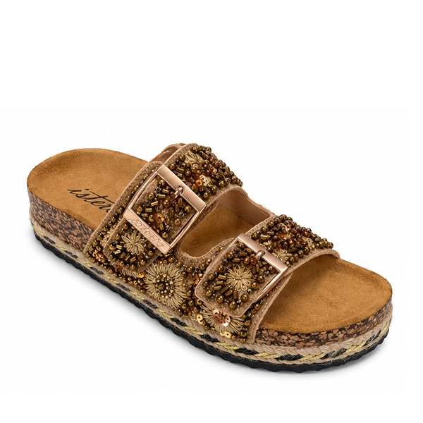 Sandalias bio Isteria camel pedrería - Imagen 5