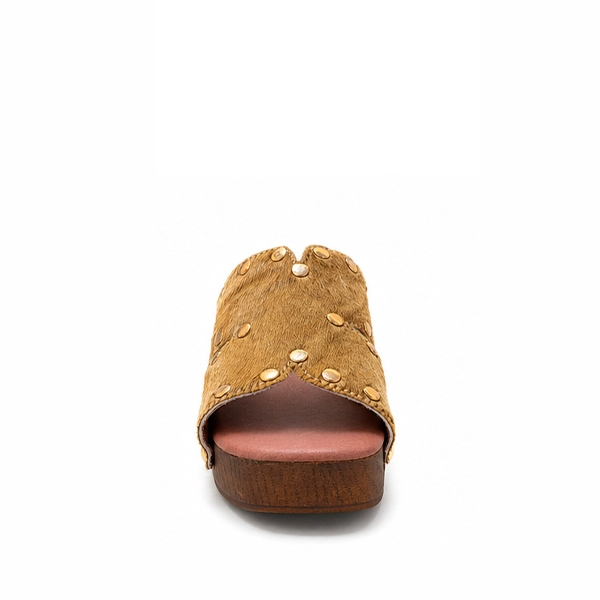 Zueco Top 3 Camel Tacón Madera - Imagen 5