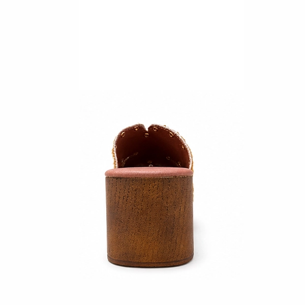Zueco Top 3 Camel Tacón Madera - Imagen 4