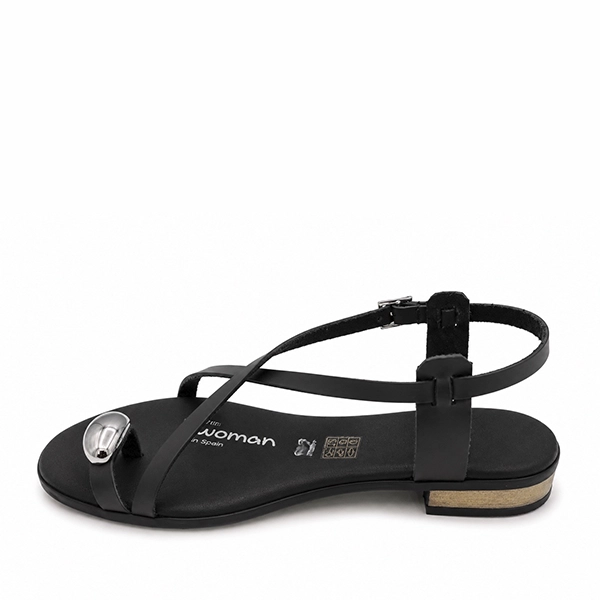 Oh My Sandals Sandalia Plana Negra Piel - Imagen 4