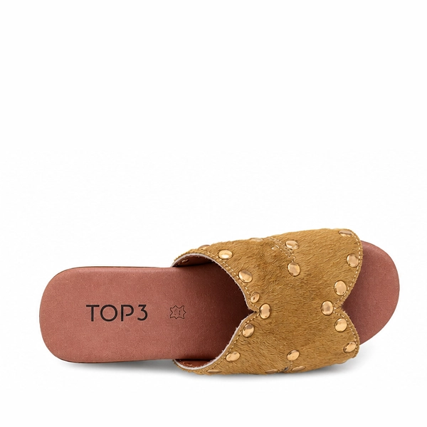Zueco Top 3 Camel Tacón Madera - Imagen 3