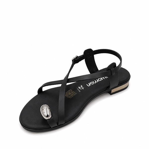 Oh My Sandals Sandalia Plana Negra Piel - Imagen 5