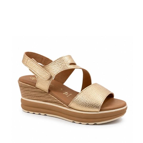Sandalias cuña alta Oh My Sandals champán - Imagen 3
