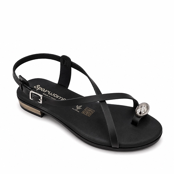 Oh My Sandals Sandalia Plana Negra Piel - Imagen 6