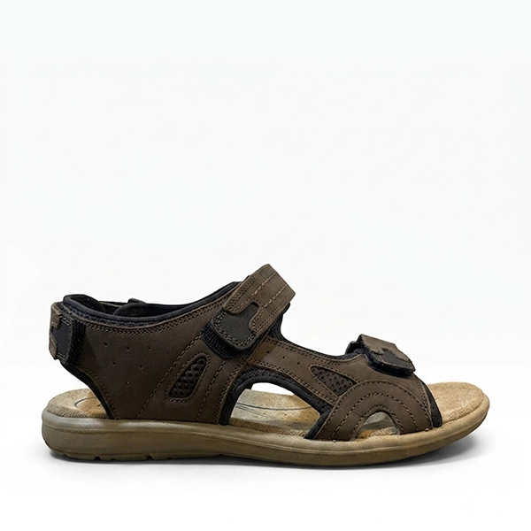 Sandalia St. Gallen marrón para hombre con doble cierre de velcro.