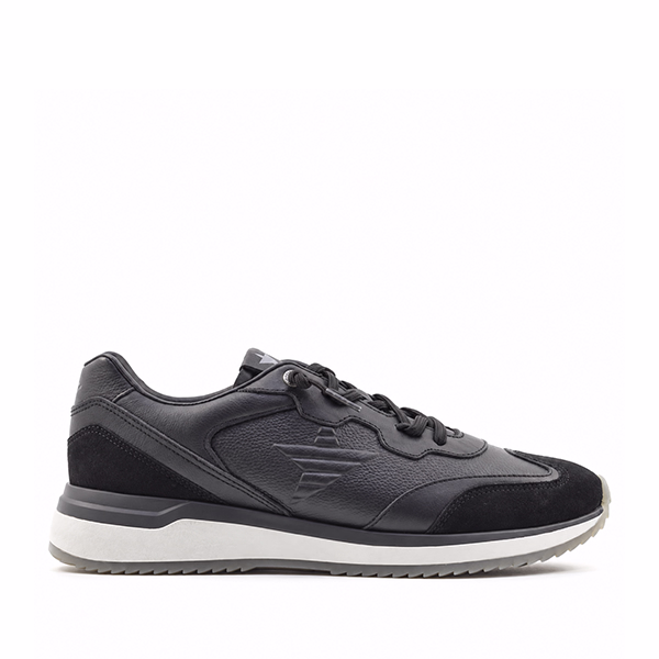 Zapatillas piel hombre Cetti negro cordones vista principal