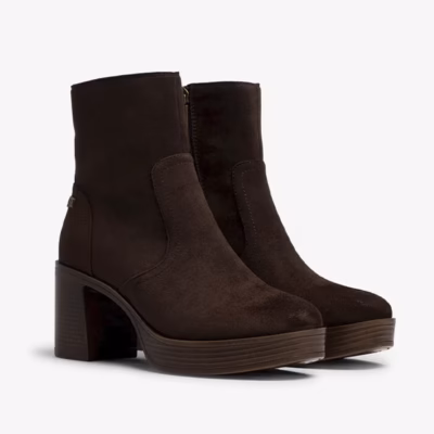 Botines tacón ancho moka mujer Mustang detalle cremallera