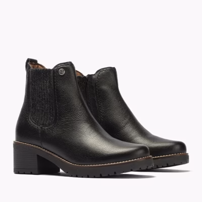 Botines Chelsea Pitillos negro piel mujer detalle elástico lateral