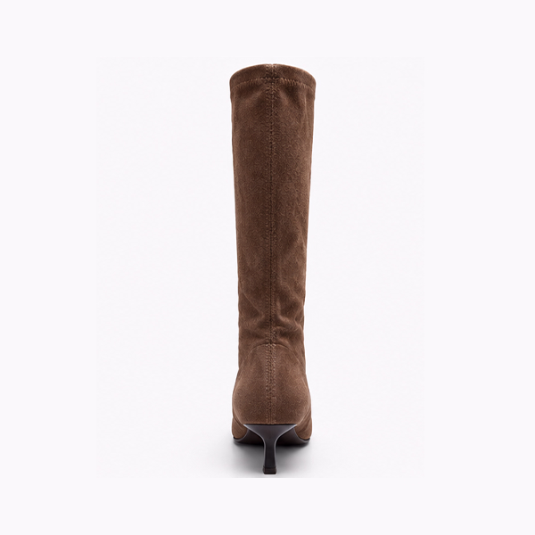 Botas altas mujer taupe microfibra elástica Isteria vista trasera