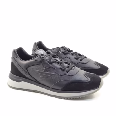 Zapatillas piel hombre Cetti negro cordones detalle cordones