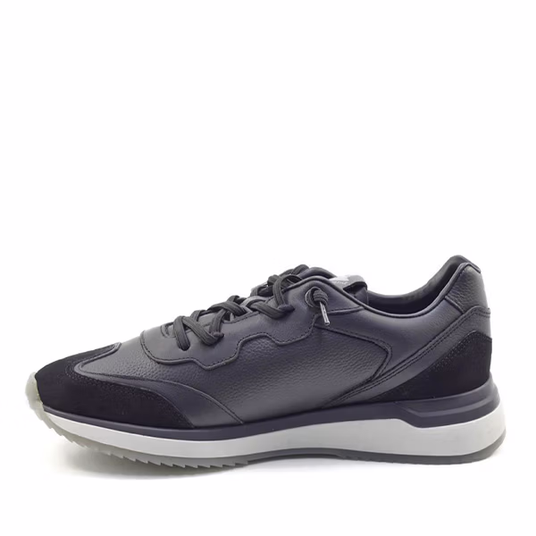 Zapatillas piel hombre Cetti negro cordones par completo vista lateral