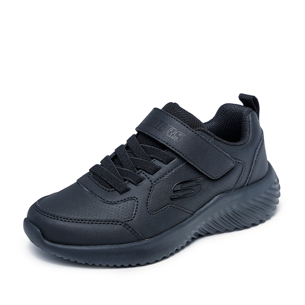 Zapatillas deportivas infantiles negro velcro Skechers detalle plantilla acolchada