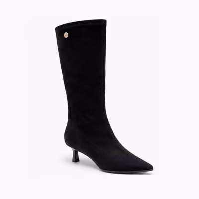 Botas altas mujer negro microfibra elástica Isteria vista lateral