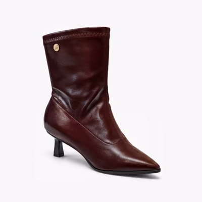 Botines mujer burdeos napa elástica tacón fino Isteria vista lateral