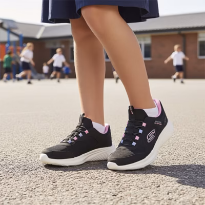 zapatillas Skechers slip-ins niña negro detalle cierre elástico