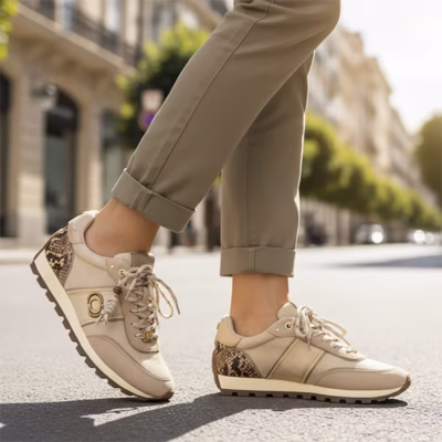 zapatillas deportivas Carmela beige mujer vista lateral