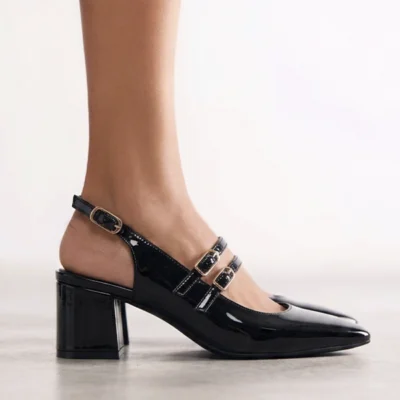 Zapato slingback mujer negro piel Gioseppo detalle modelo