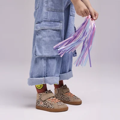 Botitas barefoot infantil Gioseppo leopardo borreguito detalle modelo