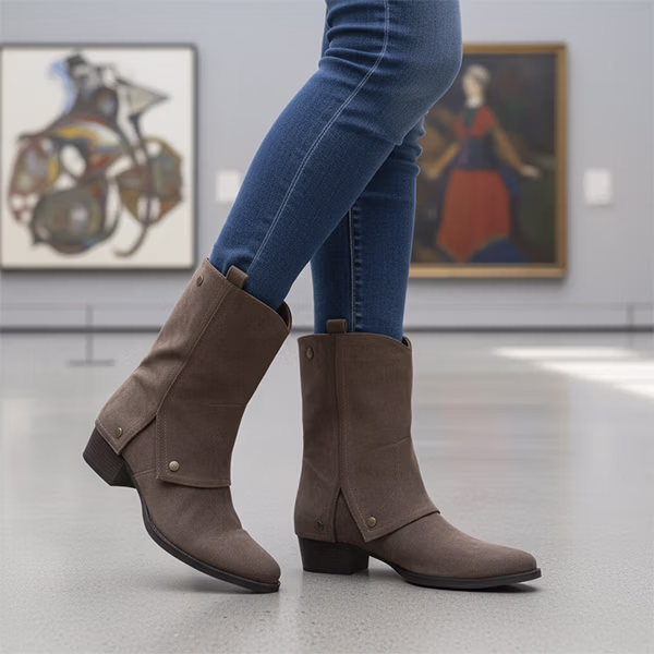 Botines mujer taupe XTI detalle caña fruncida