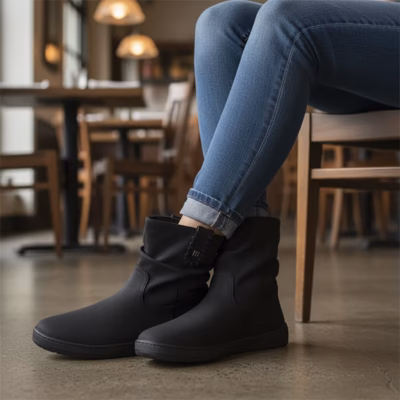 Botines barefoot mujer negro Mustang detalle modelo