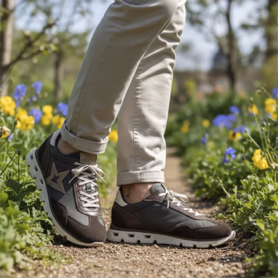 Zapatillas Cetti coffee plataforma hombre puestas modelo
