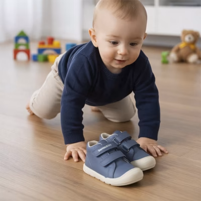 botines respetuosos Biomecanics petrol infantil vista lateral