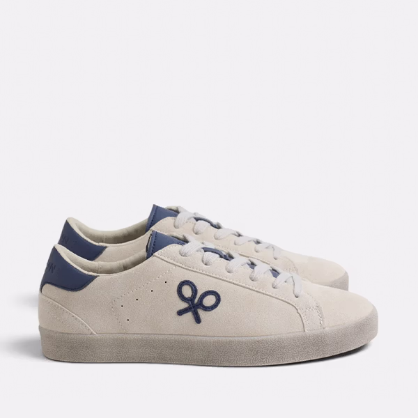 Zapatillas Silbon Beige Serraje Hombre segundo cordón azul y blanco
