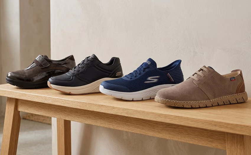 Selección de zapatos para trabajar de pie muchas horas, de mujer y de hombre.