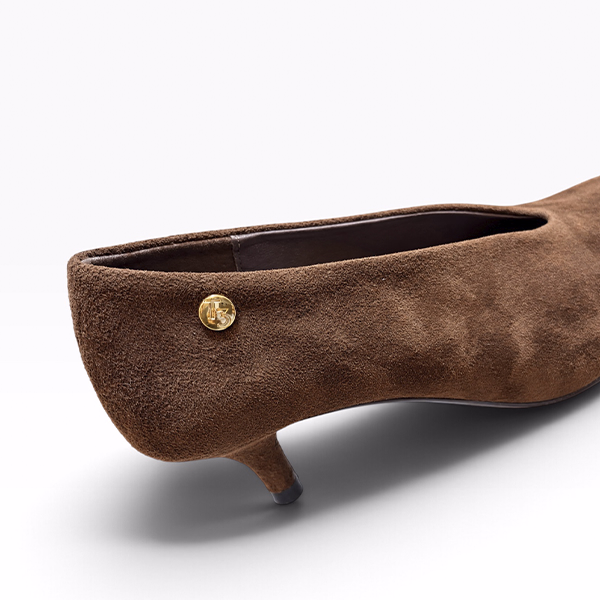 Zapatos salón mujer ante moka tacón fino Top 3 vista lateral