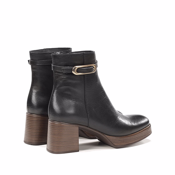 Botines tacón mujer Dorking negro piel vista trasera