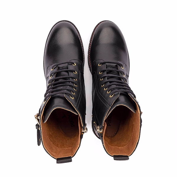Botines militares mujer Pikolinos Vicar negro piel vista cenital