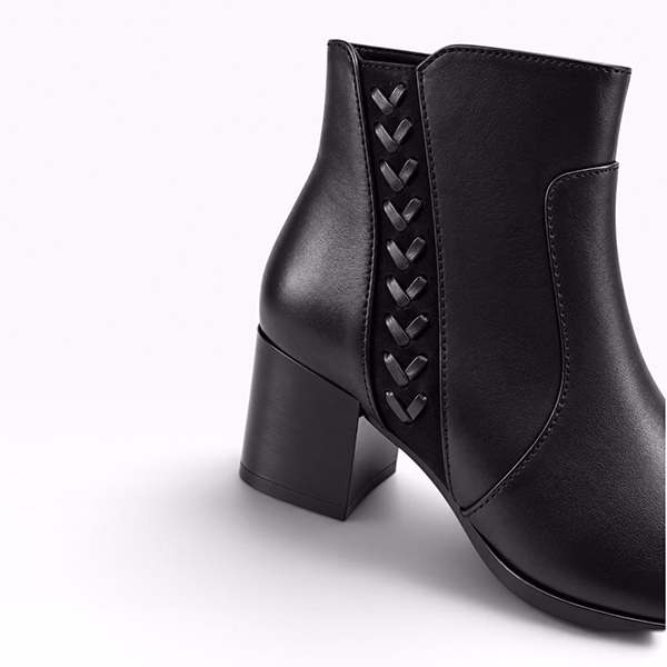 Botines mujer piel negra detalle trenzado Regarde Le Ciel Taylor detalle trenzado