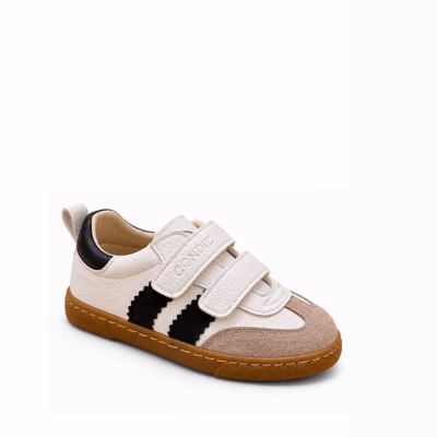 Zapatos barefoot niños Condiz blanco doble velcro vista lateral