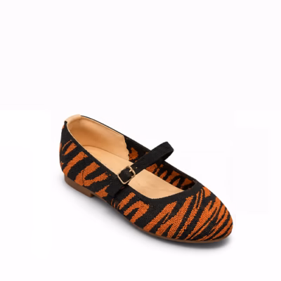 Bailarinas planas mujer Carmina Hilton tiger naranja hebilla vista lateral derecha
